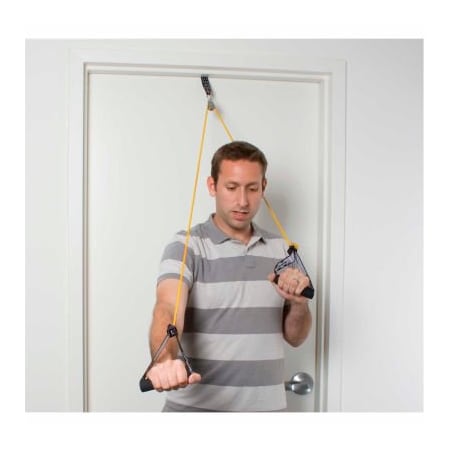 Fabrication Enterprises CanDo Shoulder Pulley Exerciser with Tubing and Handles, Yellow, X-Light, 1 Set 1147137